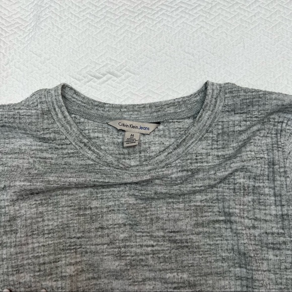 Calvin Klein💚Jeans Grey Waffle Weave Long Sleeve T-Shirt Size M - Picture 6 of 9